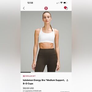 Lululemon Energy Bra size 8